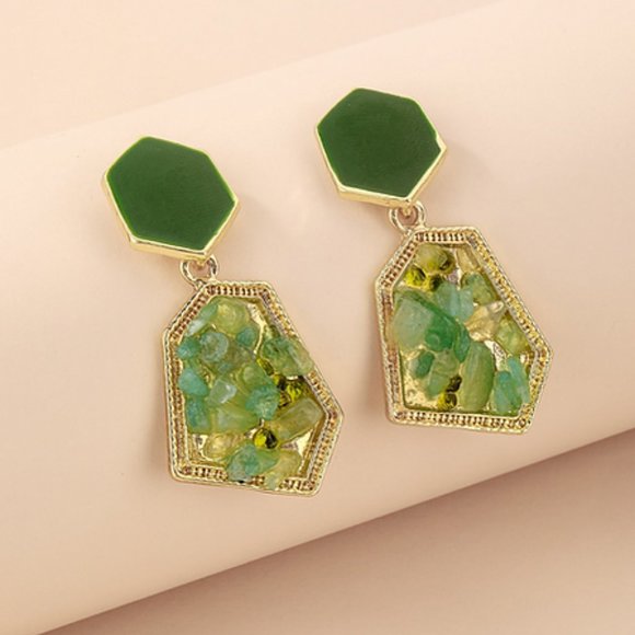 Jewelry - Dainty "Jade Stone" Dangle Earrings